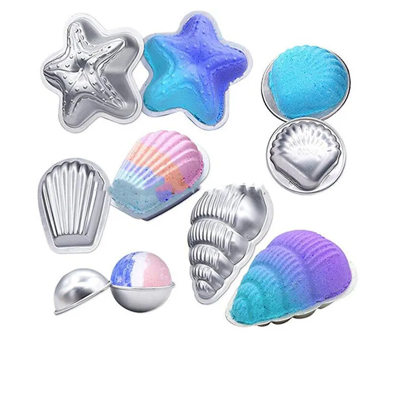 1 set Aluminum Alloy Bath Bombs Mold Bath Salt Bomb Mold 3D shell Starfish Ball Sphere Shape DIY Bathing Tool Accessories