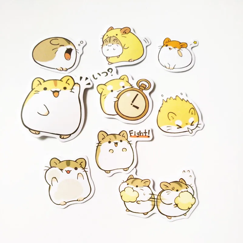 Autocollant adorable petit Hamster, étiquette Scrapbooking, décoration imperméable, fait à la main, pour album, cadeau, bricolage, 38, pièces/sac