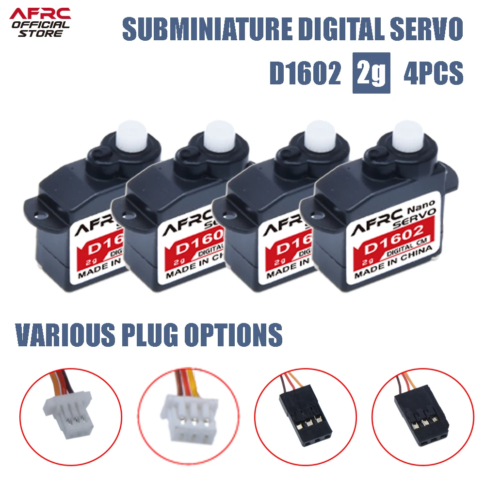 

AFRC-D1602 2g 4PCS Super micro Digital Servo JST and JR Connector For RC plane car toys Model is special DIY assembly upgrading