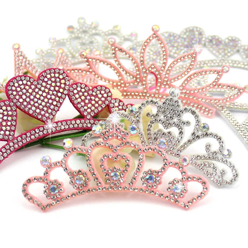 8Pcs Rhinestone Crown Appliques for Baby\'s Hair Clip Headwear Crafts Cap Shoes Jeans Patches Decoration Accessories Wholesale