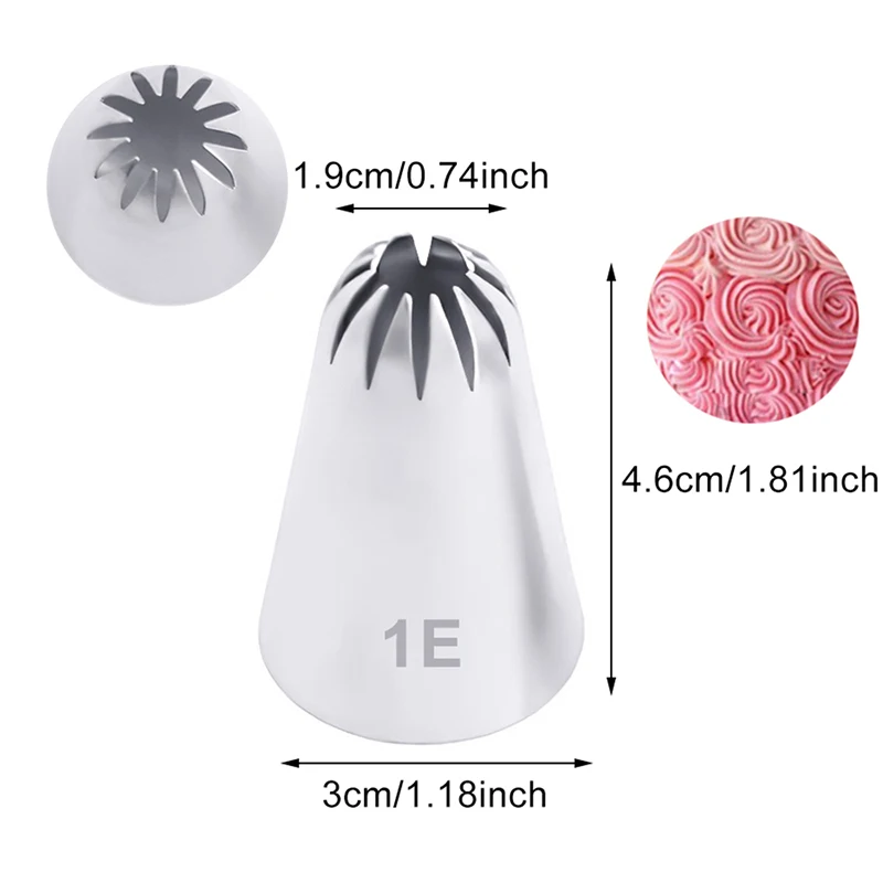 BCMJHWT # 1E buse de tuyauterie de crème, pointe de décoration de grande taille, buse de glaçage, Rose fleur, Fondant de gâteau, outil de cuisson, décoration de Cupcake