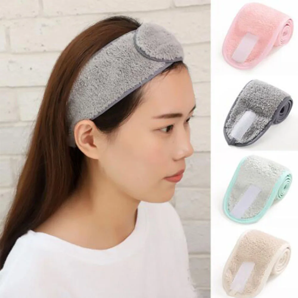 1PC Women Adjustable Makeup Headbands Wrap Tiara Turban Face Wash Bath Salon SPA Velcro Hairband For Women Accessories