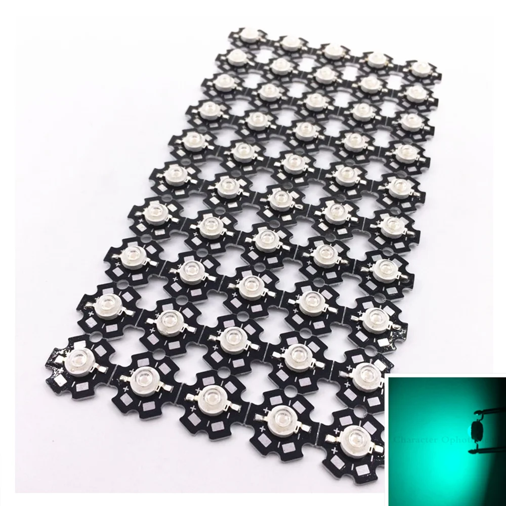 

100PCS 3W High Power cyan 490-495nm LED Emitter 70lm 3.2-3.4V with 20mm star pcb