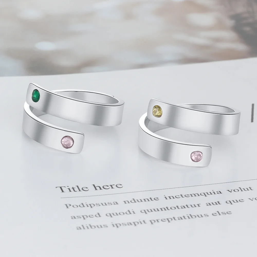 DOREMI New personal ring custom Name with Birthstone Ring Personalized Open Engravement Ring gift