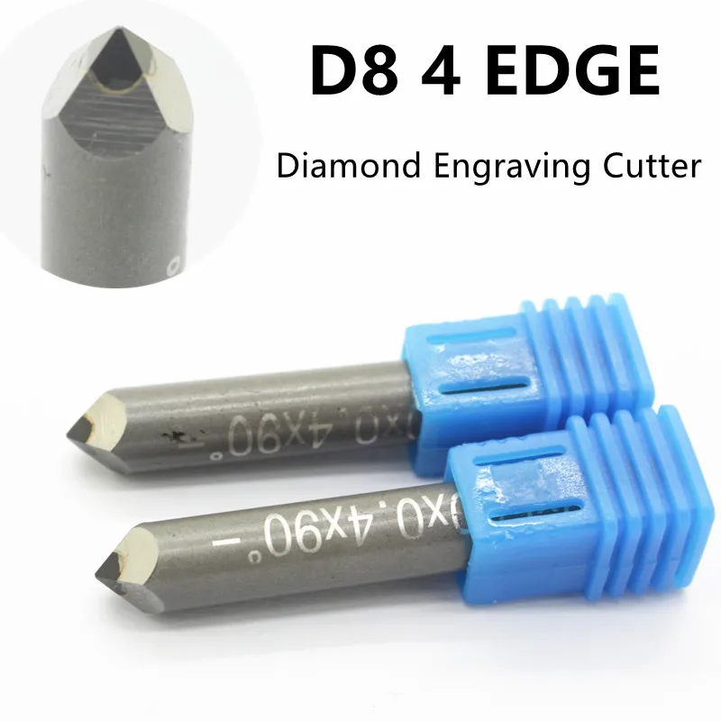 Stone engraving bits diamond carving tools lathe end Milling Cutter Granite Engraver Marble Relief cnc 4 edge PCD Shank 8mm