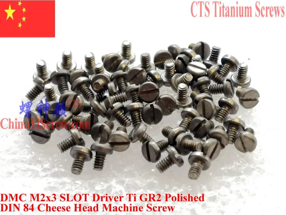 DIN 84 M2 Titanium screw M2x3 M2x4 M2X5 M2x6 M2x7 M2x8 M2x10 M2x12 M2x14 M2x16 M2x18 M2x20 Cheese Head Slot Driver Ti GR2 QCTI