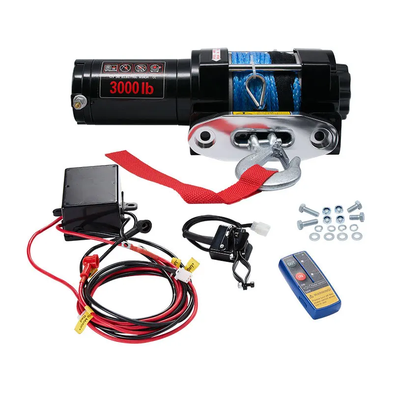 12V ATV Beach Car Winch Small Crane Off-Road Vehicle Winch 3000LB Electric Winch