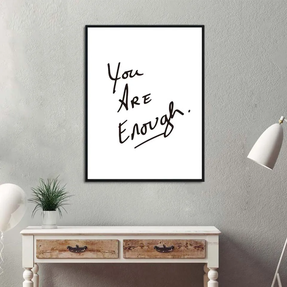 Leinwand Bilder Abstrakte Einfache Nordic Poster Sie Sind Genug Malerei Hause Hintergrund Drucke Wand Kunst Wohnzimmer Wohnkultur
