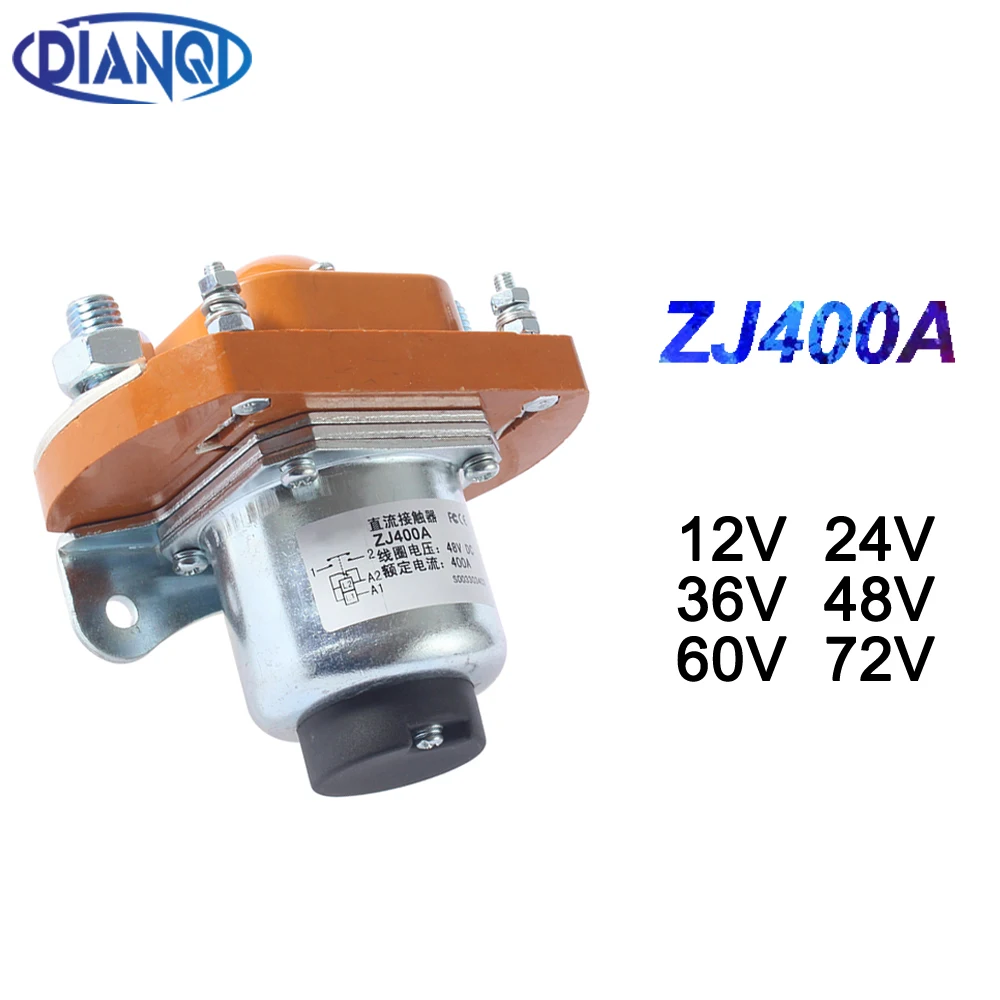 

NO (normally open) 12V 24V 36V 48V 60V 72V 400A DC Contactor for motor forklift electromobile grab wehicle car winch ZJ400A