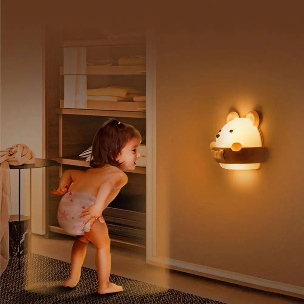 Luz LED de pared con recarga USB, lámpara de noche con Control remoto para bebés y niños, mesita de noche para el hogar, temporizador de brillo ajustable, 110-240V