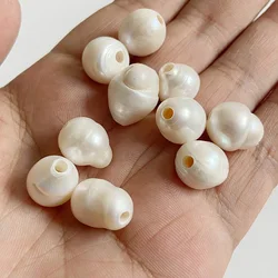 13-14mm Big Hole Natural Pearl Beads White Freshwater Large Pearls Loose Beads for Jewelry Making DIY Craft Bracelet Accessories
