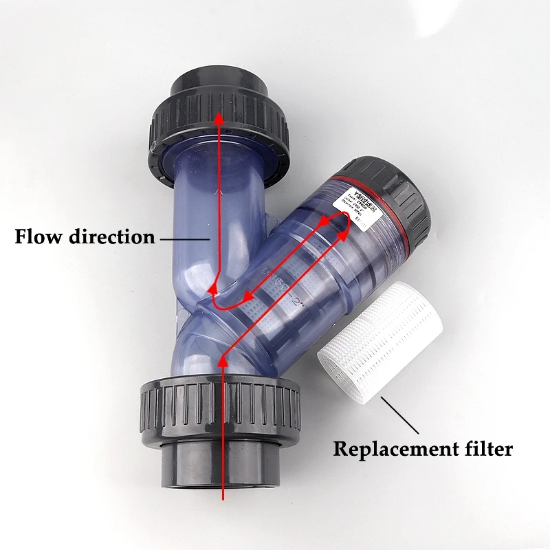 20mm ~ 63mm przemysłowe chemiczne najwyższej jakości UPVC filtr typu Y zbiornik akwarium Adapter nawadnianie ogrodu fajka wodna filtry Coulping