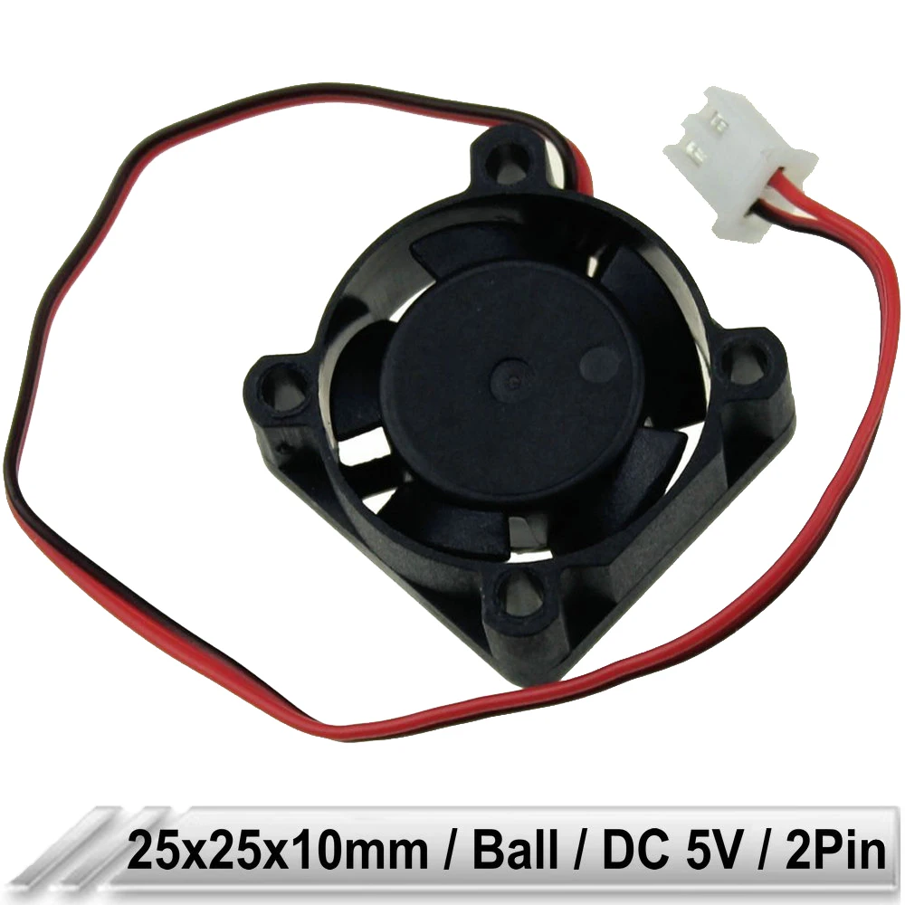 20PCS lot Gdstime 25*10mm CPU Case Cooler Fan 5V 2Pin DC Brushless PC Computer Cooling Fan Ball Bearing 25mm x 10mm 25x25x10mm