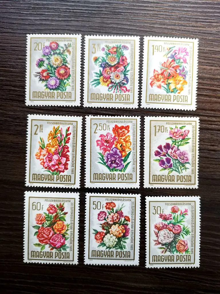 9Pcs/Set New Hungary Post Stamp 1965 Victory Flowers Stamps MNH