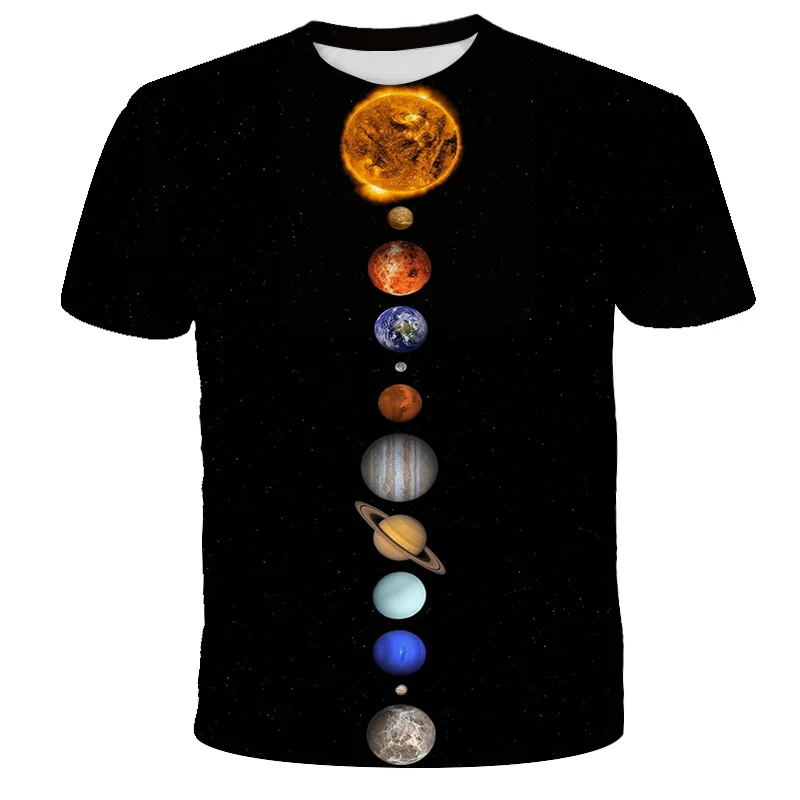 Space Galaxy Man's T-shirt Planet Universe 3D Printed T-shirt Sky Star 3D Printed Cool Tops Loose Fashion Streetwear