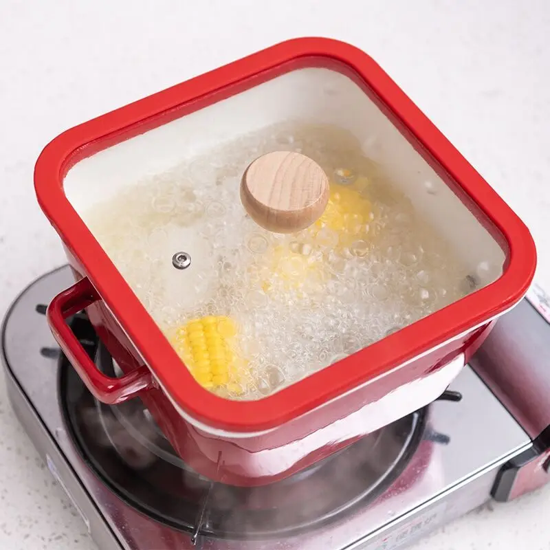 Enamel Soup Pot Double Ear Hotpot Cooking Pot Induction Cooker Pan Porridge Noodle Pot Casserole Smoldering Stewpot Kitchen