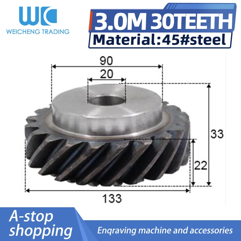 Left-handed and Right-handed Helical Gear 3 M30 Teeth Inner Hole 20mm 3Modulus Carbon Steel Helical Gear For DIY Model