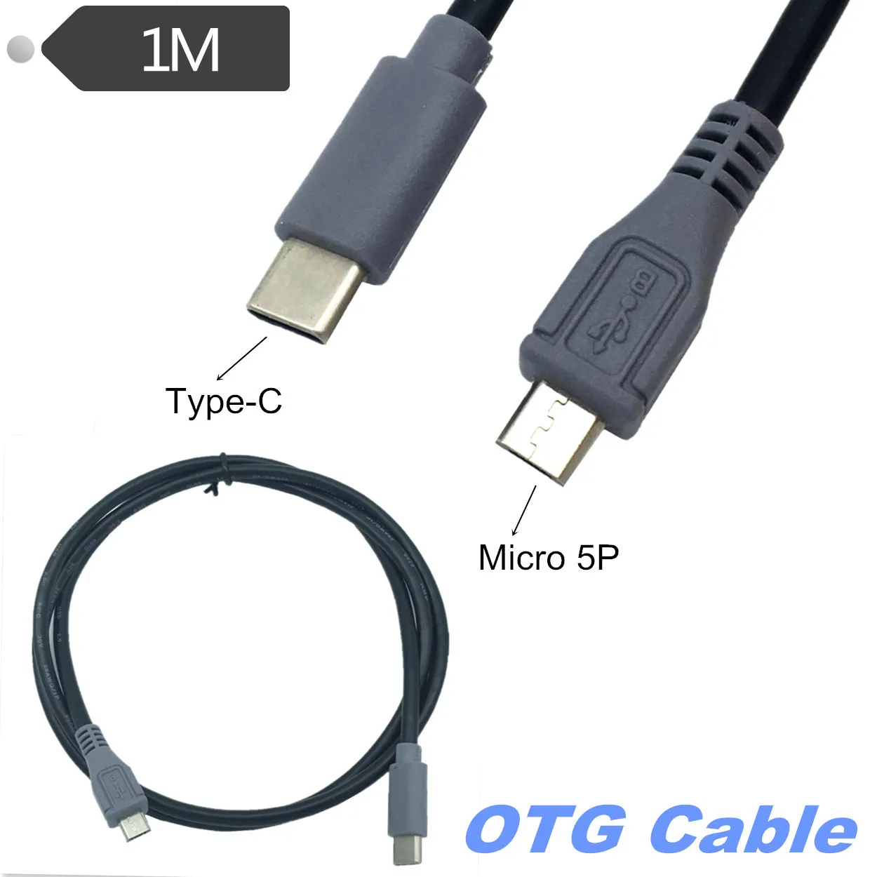 USB 3.1 Type C Male To Micro USB 5 Pin B Male Plug Converter OTG Adapter Lead Data Cable for Mobile Ma cbook 25cm/100cm