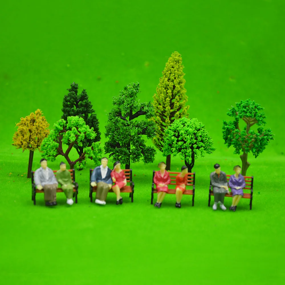 1:50 Miniature People Painted Figures Seated Toys Railway Train Layout Abs Diorama Sand Table Architecture Scene 50Pcs/lot