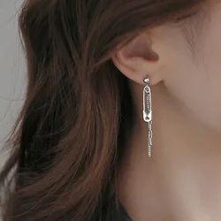 VENTFILLE 925 Sterling Silver Chain Pin Tassel Earrings Female Face Thin Earrings Long Fashion Temperament For Girlfriend
