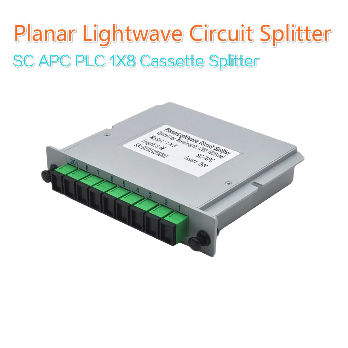 

Insert Type 1*8 Single Mode SC-APC FTTH Planar waveguide Lightwave Circuit splitter Optical Cassette Splitter Box 1*8