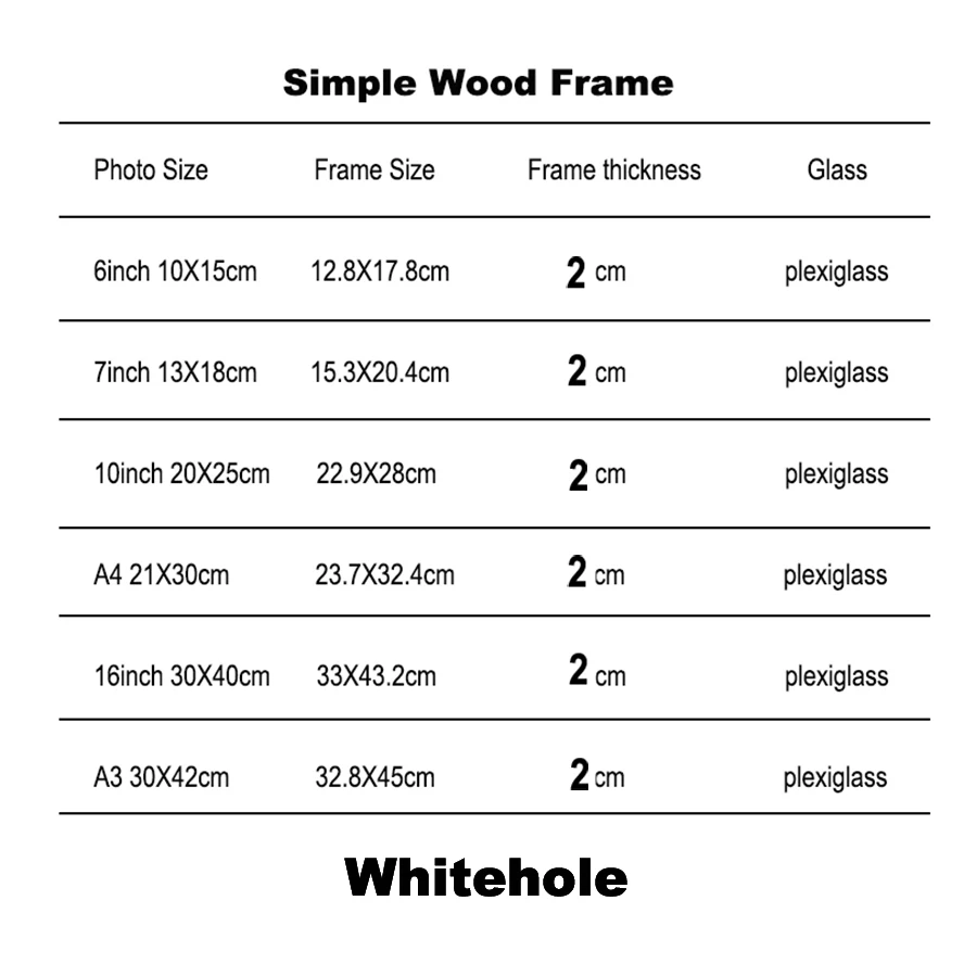 Nature Wooden Classic Photo Picture Frame A4 A3 Black White Coffee Wood Color Certificate Frame Poster Pictures Frame for Wall