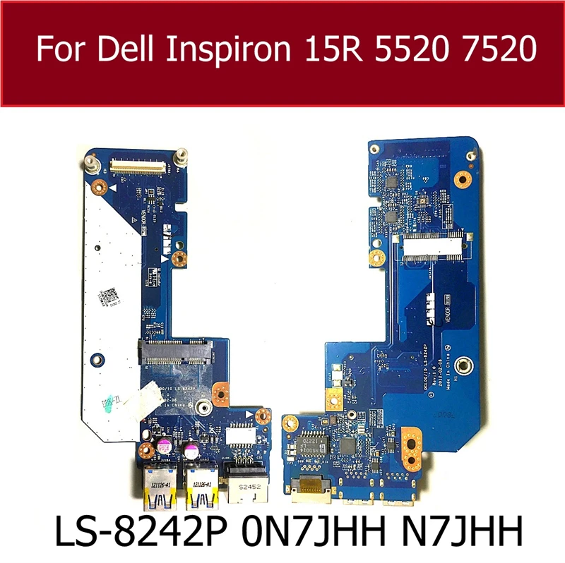 Scheda connettore LAN Ethernet USB per Dell Inspiron 15R 5520 7520 LS-8242P 0N7JHH N7JHH parti di riparazione scheda USB