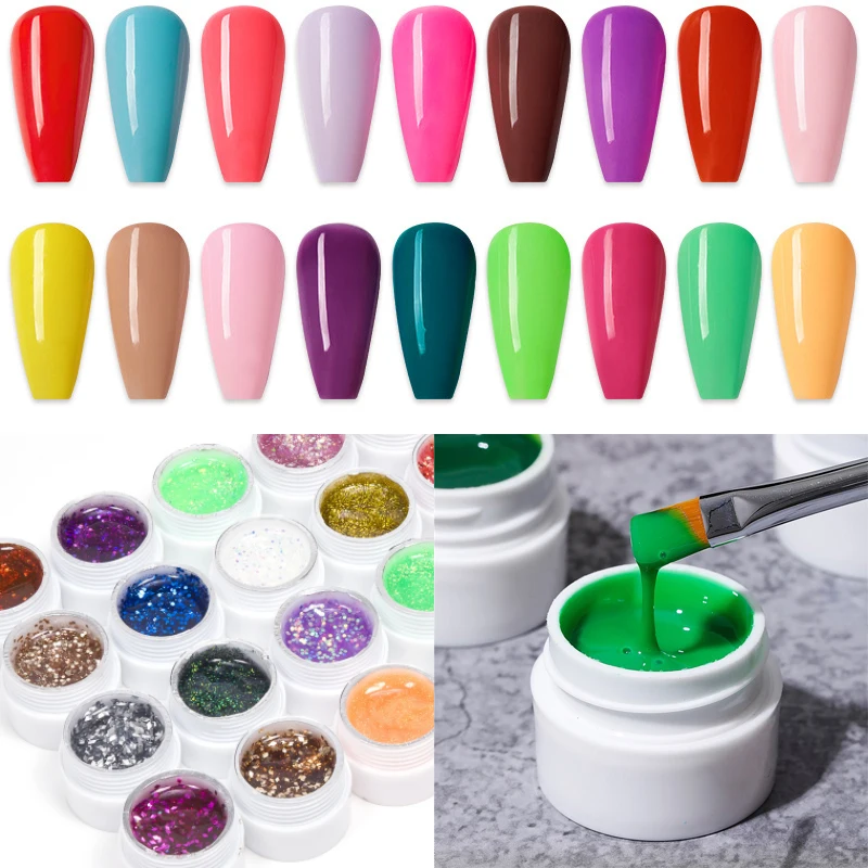 36 Colors Soak Off LED UV Gel, Nail Polish, Paint Kit, Gel Paint Cover Color Glitter for Nail Art Design