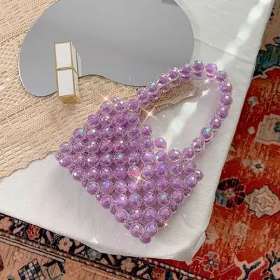 Brand Hand-woven Pearl Bags Lady Beaded Shoulder Bag Women Party Vintage Handbag Ins Small Flap Bag Mini Cross body Bag 2019