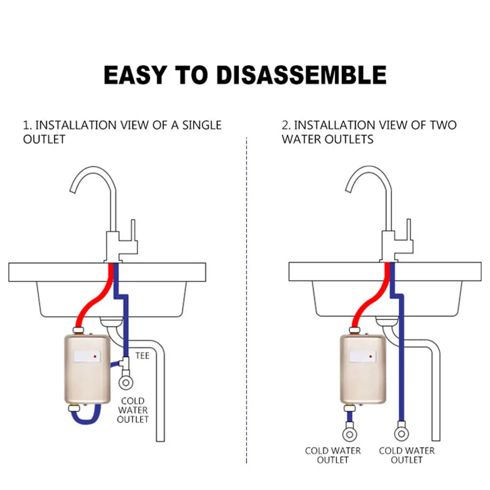 Scaldabagno elettrico 3000W Mini scaldabagno istantaneo senza serbatoio cucina bagno doccia acqua calda riscaldamento rapido