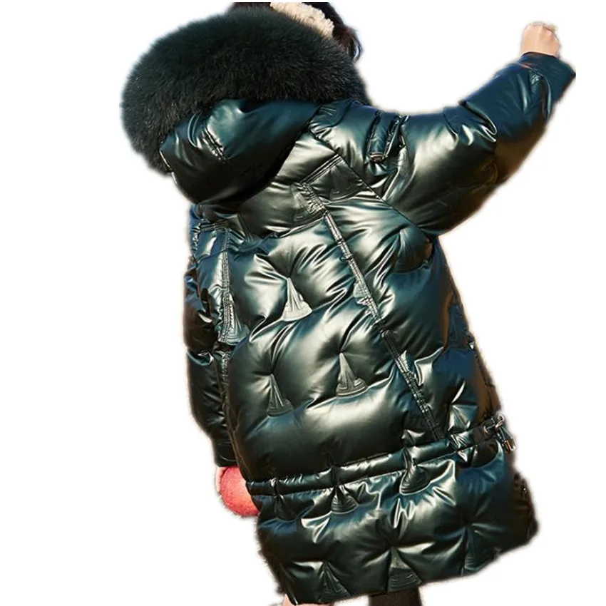 New arrival winter White duck down jacket girls big fur collar thicken warm children down outwear