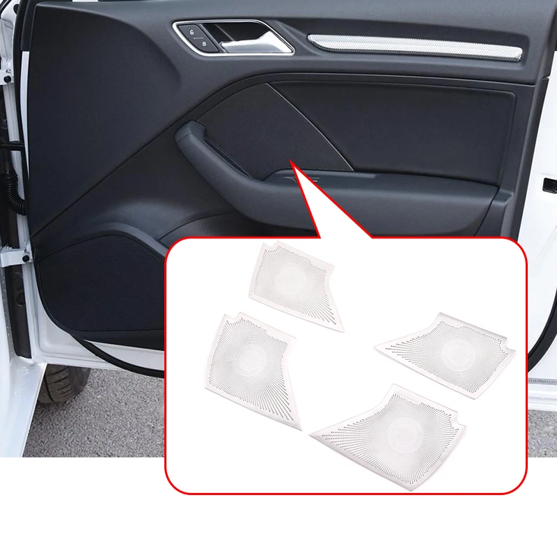 

For Audi A3 2014-2020 Stainless Steel Inner Door Handle Speaker Net Cover Sticker Car Accessories