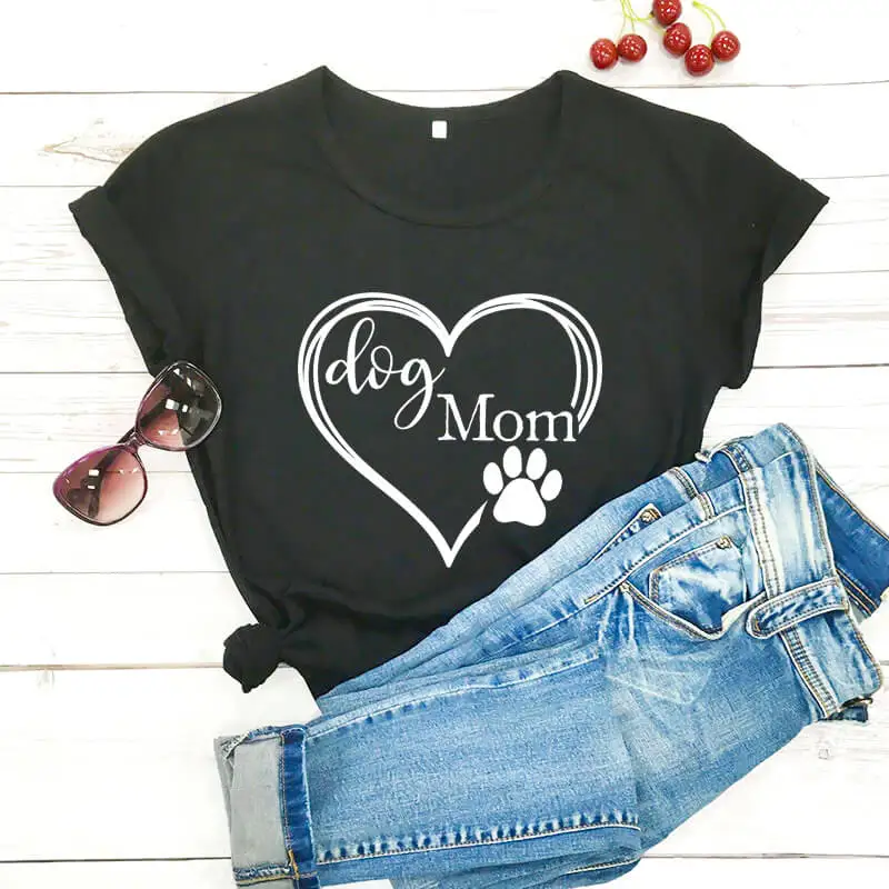 Dog Mom Printed New Arrival 2020 Funny T Shirt Gift for Dog Mom Dog MaMa Shirt Mother's Day Gift Pet Lover Shirts 100%Cotton