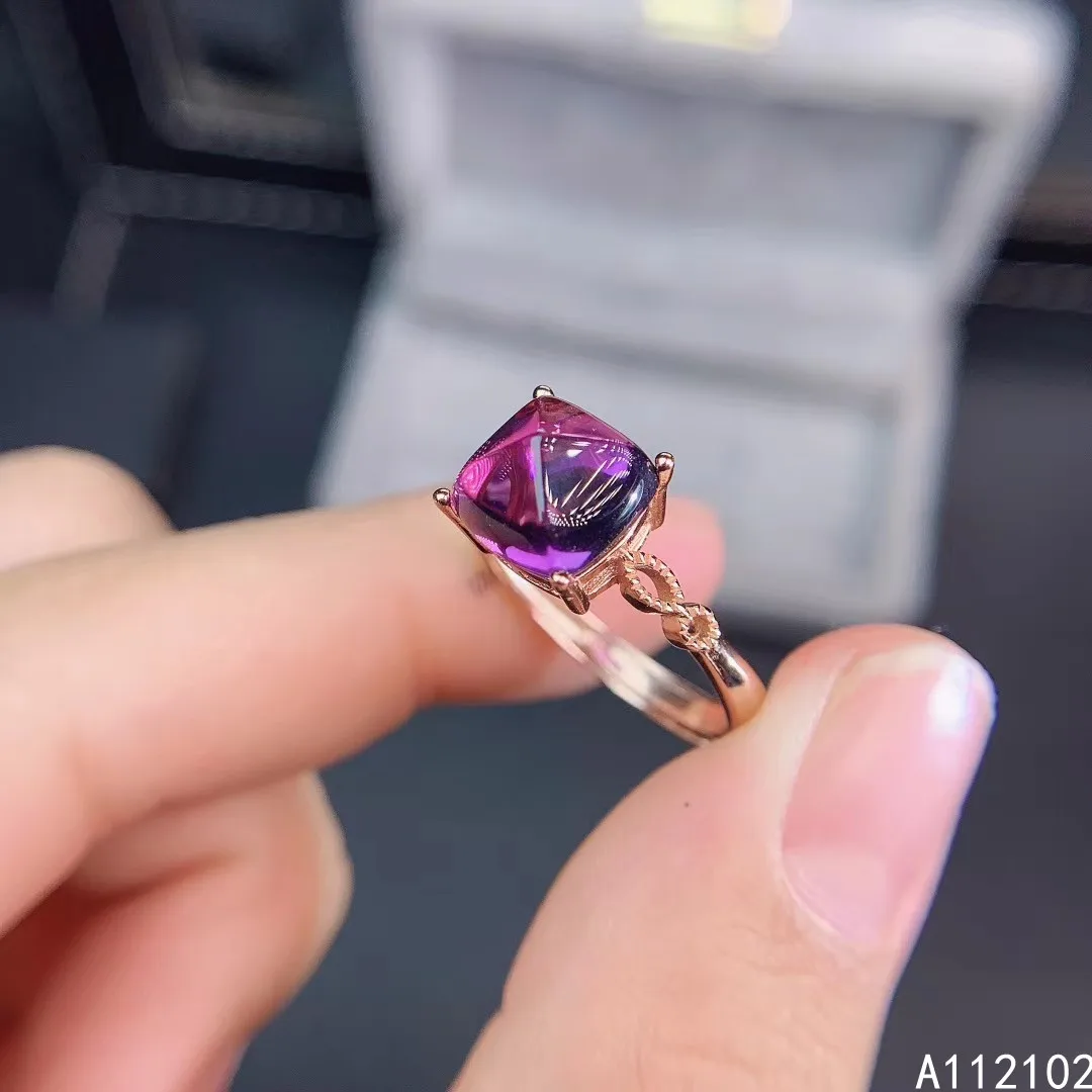 

KJJEAXCMY fine jewelry S925 sterling silver inlaid natural Amethyst new girl fashion ring support test Chinese style with box