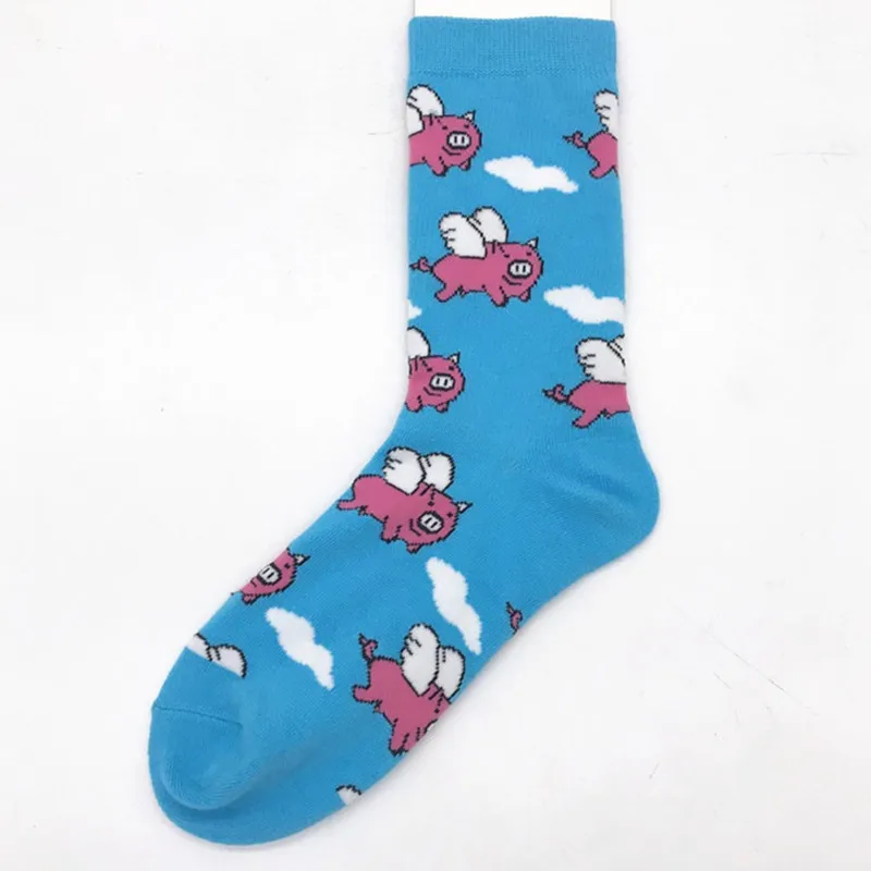 Sale cute animal bunny pig ladybird cartoon Art Men Women Funny Socks Casual Harajuku Skateboard socks