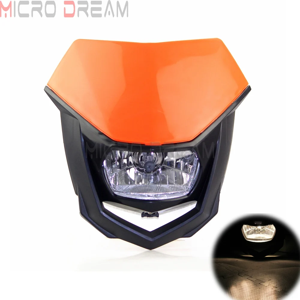 13 Colors Universal 12V H4 Headlight Fairing Motocross Enduro Supermoto Dirt Bike Head Light Mask For Honda Yamaha Kawasaki