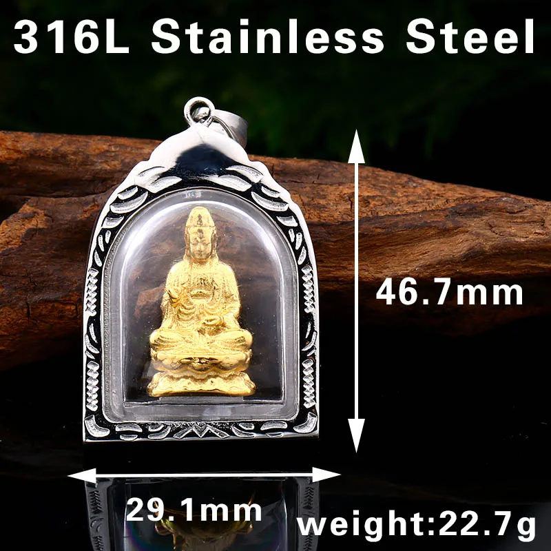 BEIER New Stainless Steel Part Plated-Gold Color Buddha Bring Necklace Pendant China 2 style man women Jewelry LHP108