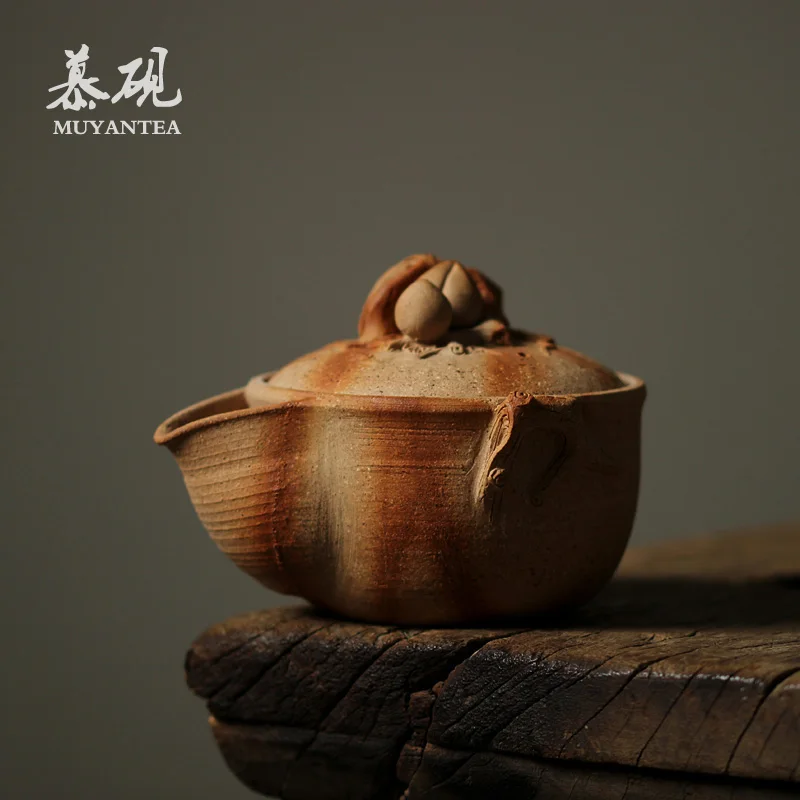 

MuYan firewood Fei Aquarius for burn before hand in Japan peach tureen coarse pottery kung fu tea pot