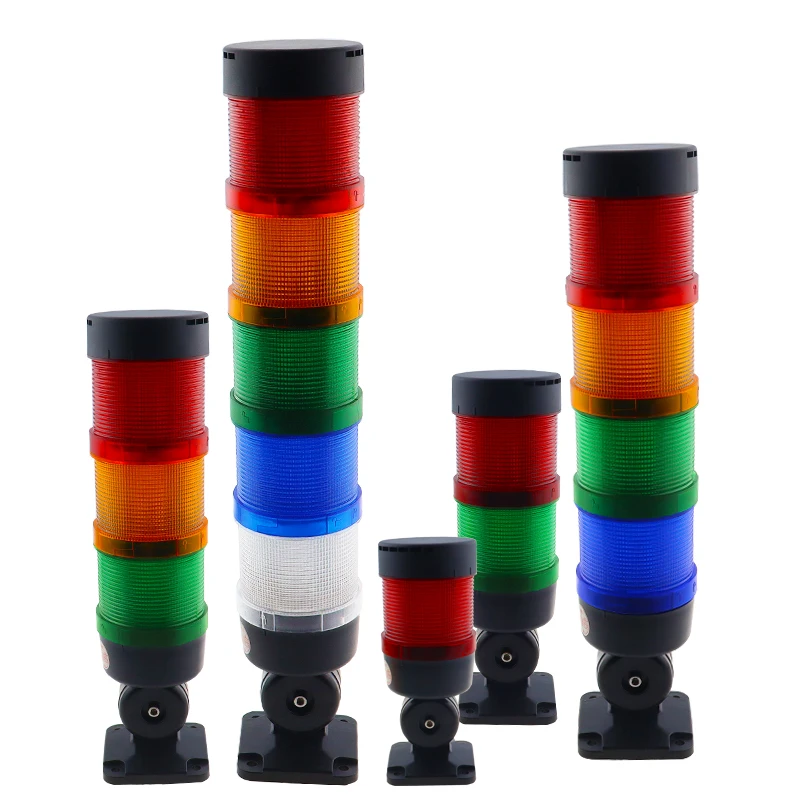 Lámpara de apilamiento seguridad Industrial, torre de luz LED de 5 capas, advertencia, plegable, 12V, 24V, 110V, 220V