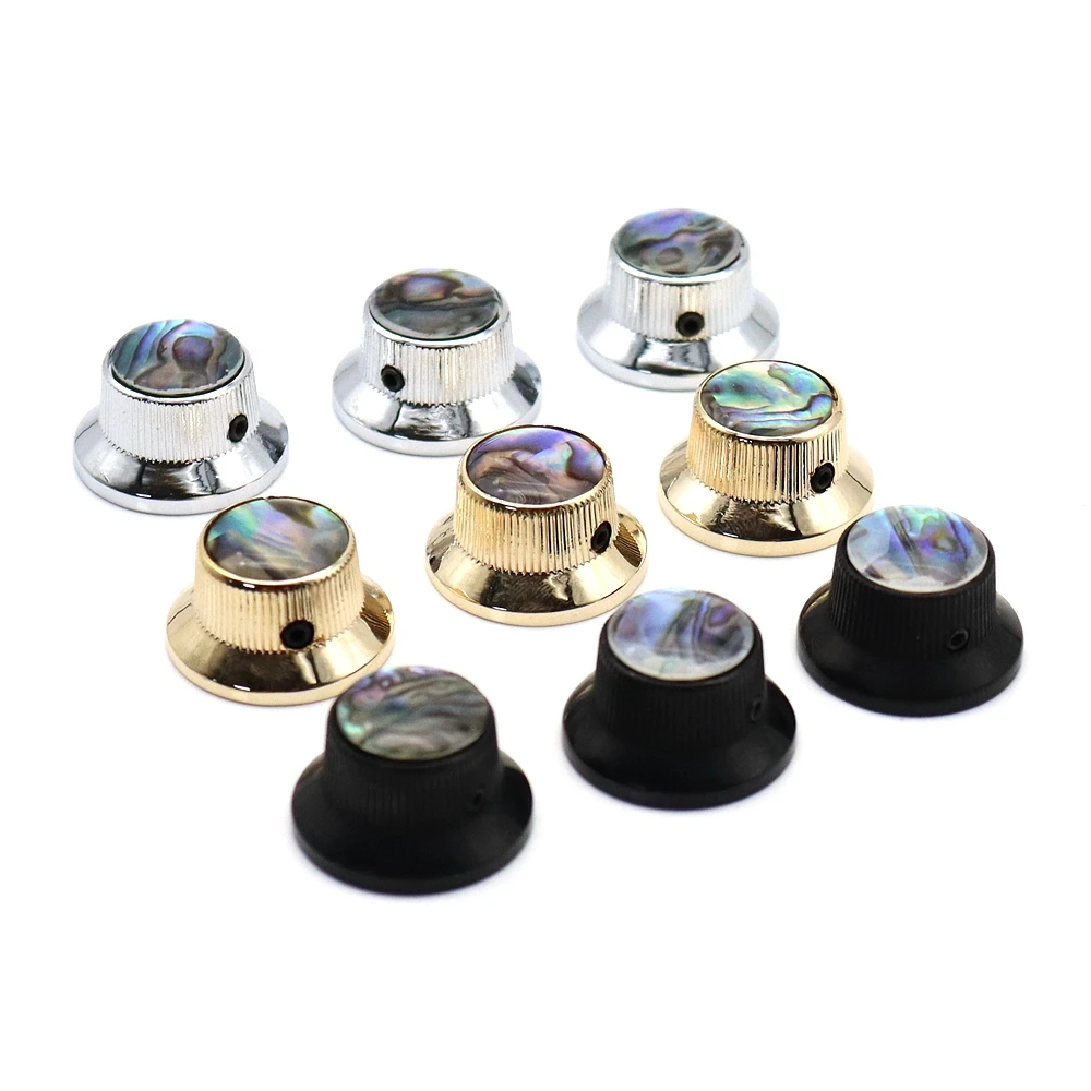 3Pcs Abalone Top Guitar Bass Knobs Strat Metal Knobs for 6mm Shaft Pots 3 colors