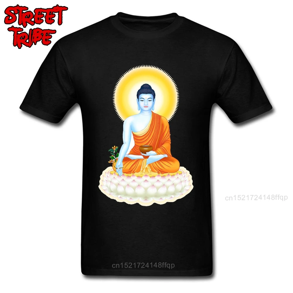 High Quality T-shirt Men's T Shirts Gautama Buddha Buddhism Buddhahood Buddhist TShirt Cotton Short Sleeve Crewneck Clothing