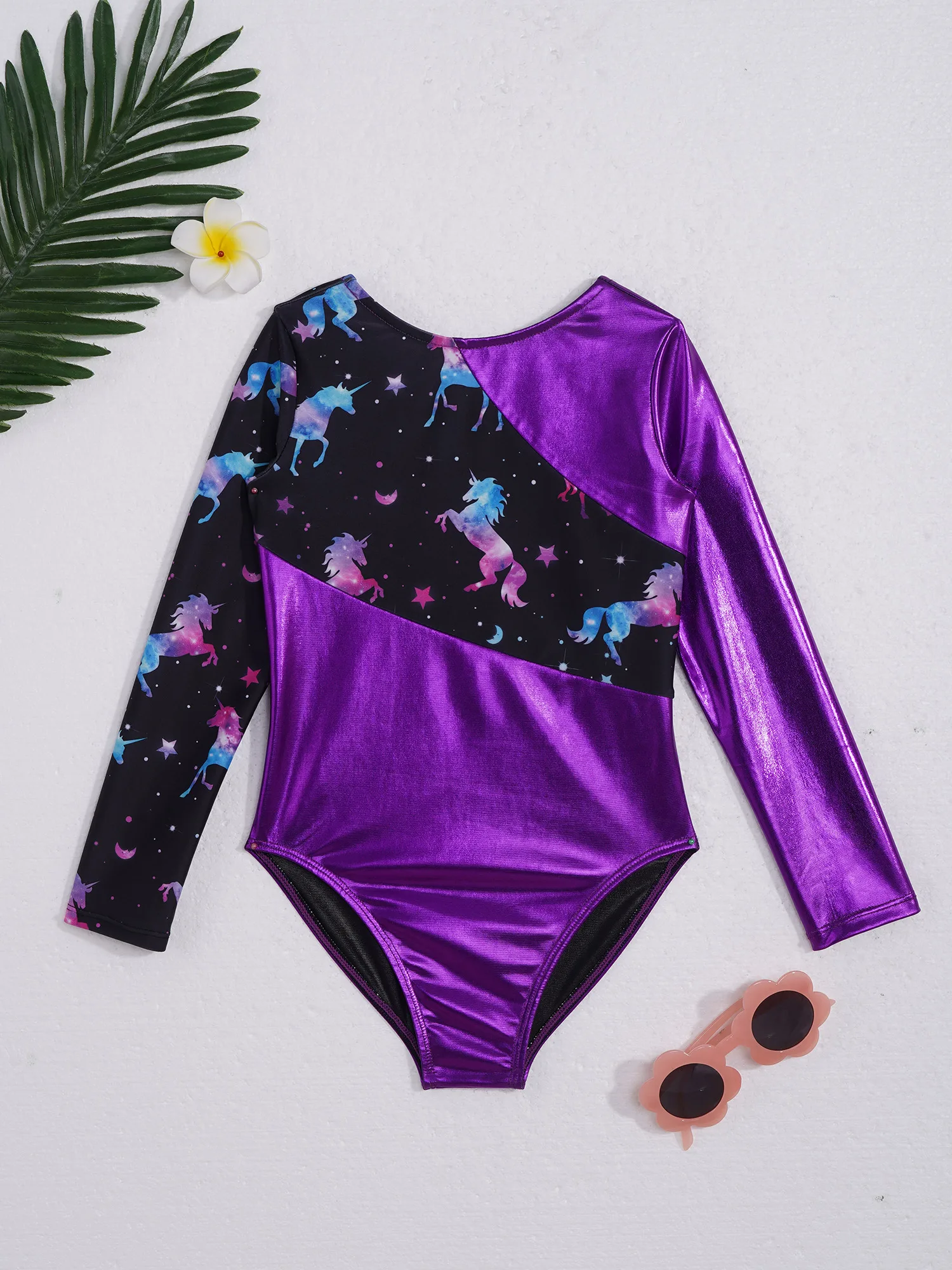 Kids Girls Ballet Dance Leotards Long Sleeve Dancewear Jumpsuit Gymnastics Competition Bodysuit Yoga Figure Ice Skating Costume