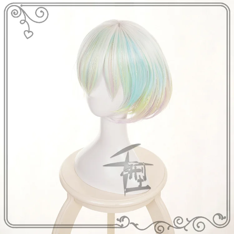 Land Of The Lustrous Houseki no Kuni Diamond Costume short wig Gradient color Cosplay Wig Hair + Wig Cap