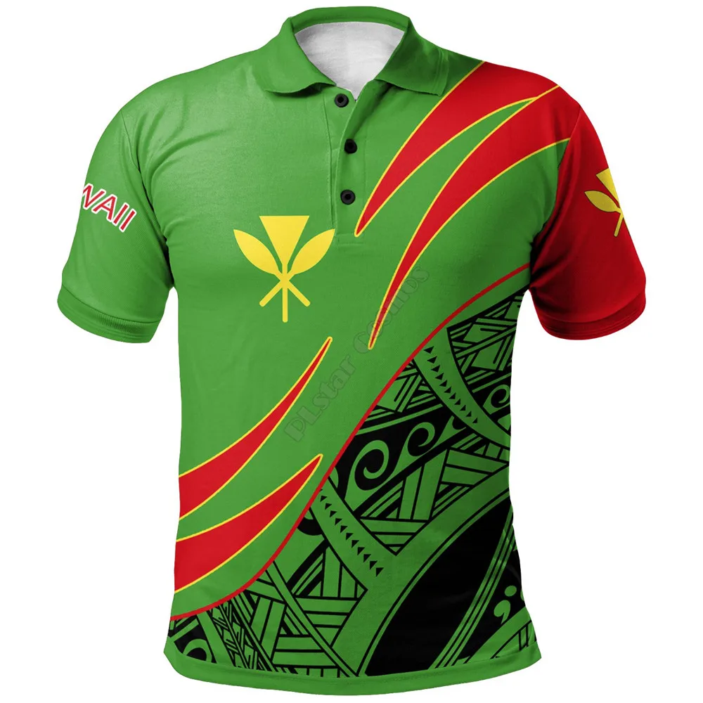 Hawaii Kanaka Maoli Polo Shirt Symmetrical Lines 3D Printed Polo Shirt Men for Women Short Sleeve Summer BlueT-shirt