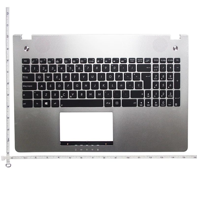 Spanish SP new laptop keyboard bezel for ASUS  N56 N56V N56VM N56VZ N56SL Silver Palmrest upper case C shell backlight