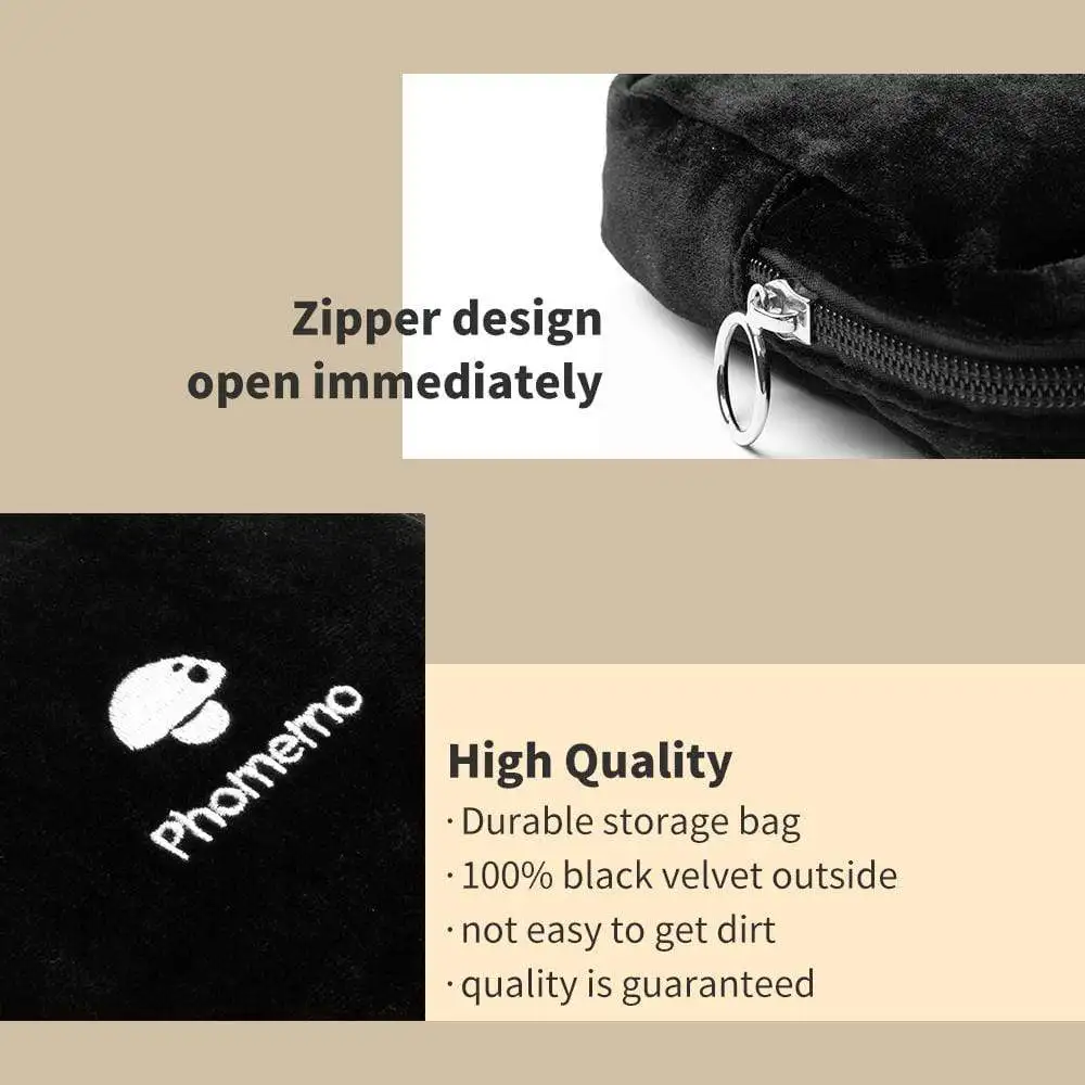 Phomemo Portable Black Velvet Stationery Cosmetic Multifunction Storage Bag Suit for M02/M02S/M110/M02Pro/T02/D30 Paper Roll