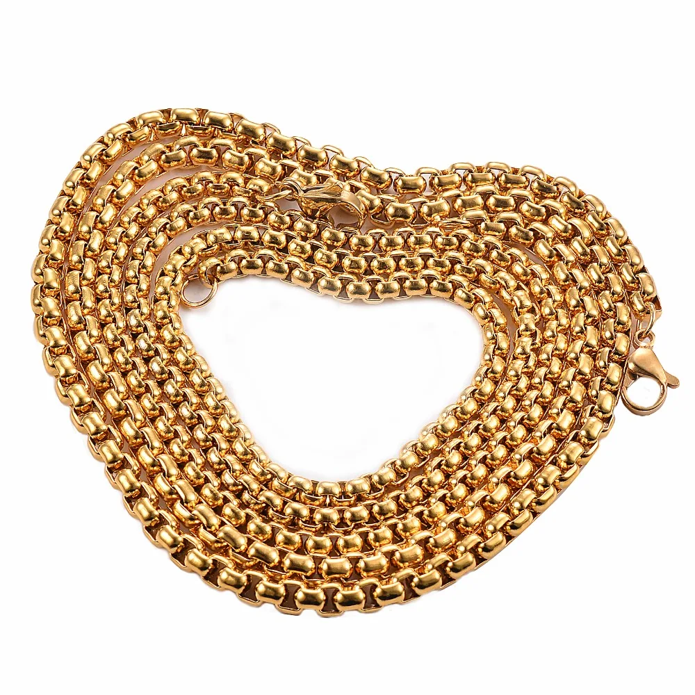 1 Stück 3,5mm/4mm Edelstahl Quadratische Perlenkette Figarokette für Anhänger Herren Damen Halskette Schmuck – Detail 5