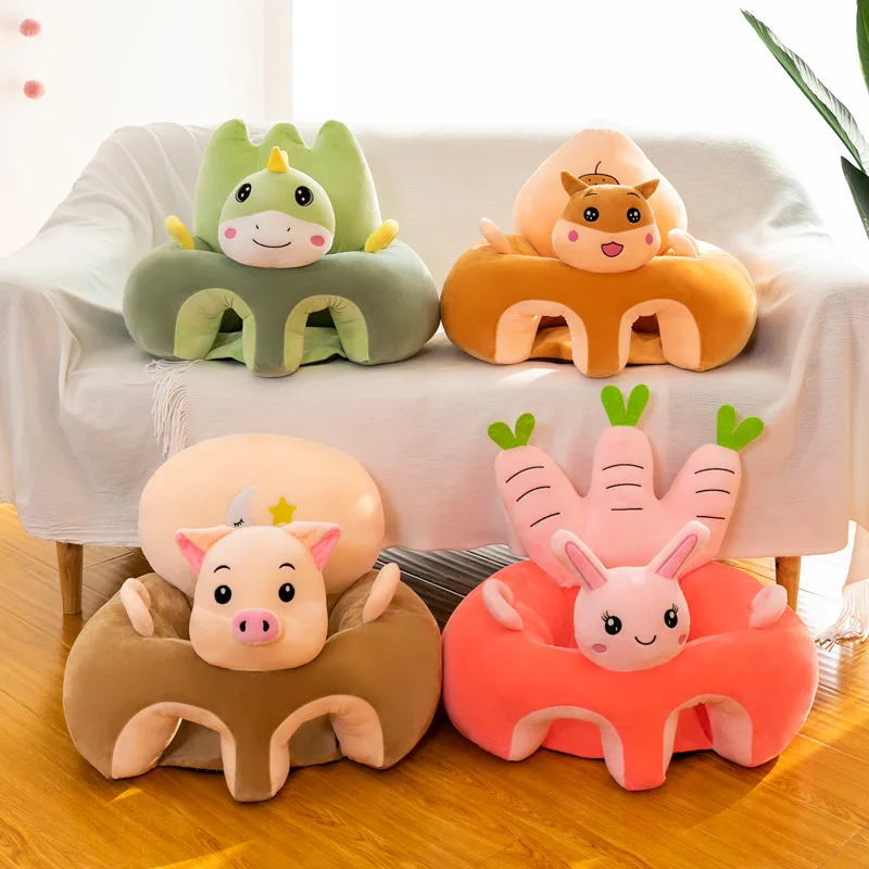 Sofá de felpa con dibujos de animales para niños pequeños, asiento para aprender a sentarse, juguete creativo para regalo, solo funda sin relleno