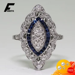 Vintage Charm Ringen Voor Vrouwen 925 Zilveren Sieraden Met Saffier Zirkoon Edelsteen Vinger Ring Bruiloft Engagement Ornament Groothandel