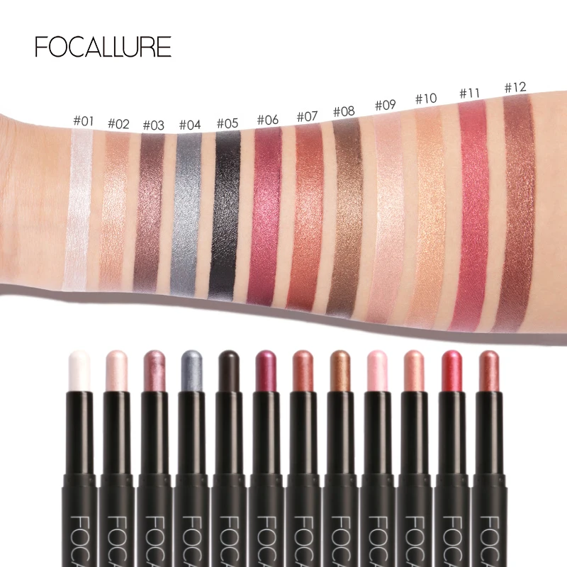 FOCALLURE 24 Colors Matte Eyeshadow Stick Easy to Wear Pigment Women Beauty Professional Single Eye Shadow Pen Makeup Cosmetics